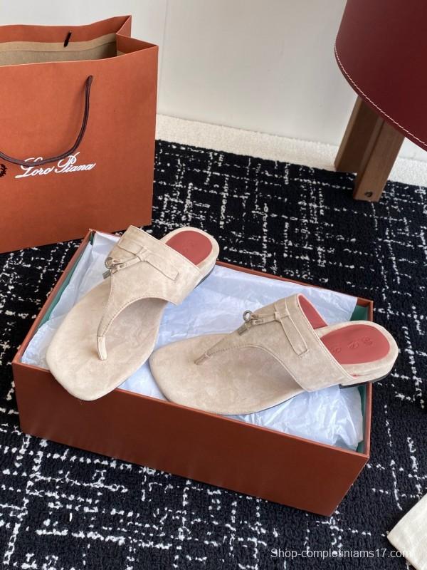 2025 Women Le Parmentier Beige Suede Slippers KFY00280