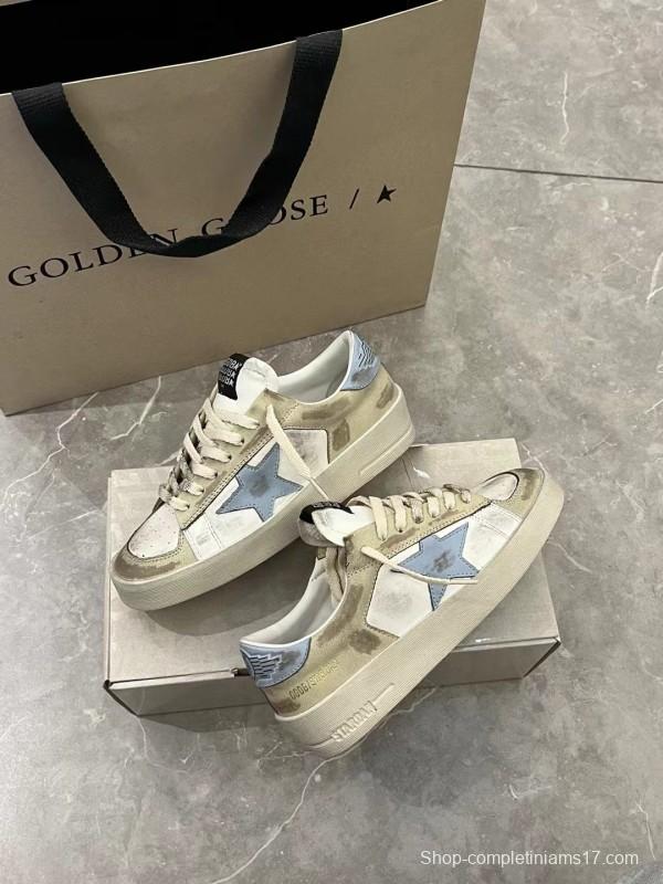 2024 Unisex GGDB White Beige Light Blue Leather Suede Sneakers MJ00260