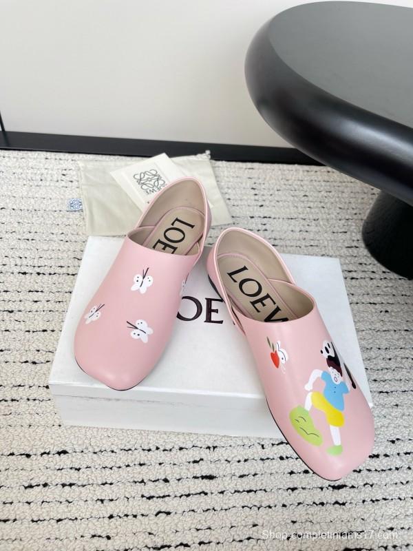 2025 Women Loewe Pink Leather Slippers LY00270
