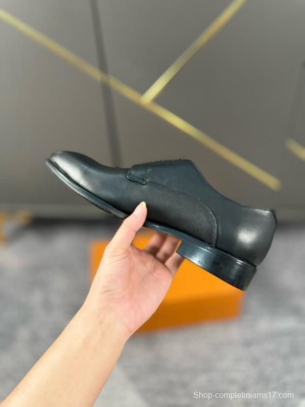 2024 Men Louis Vuitton Black Leather Dress Shoes MJ00380