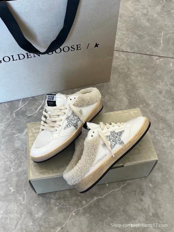 2024 GGDB white silver leather shearling sneakers MJ00280