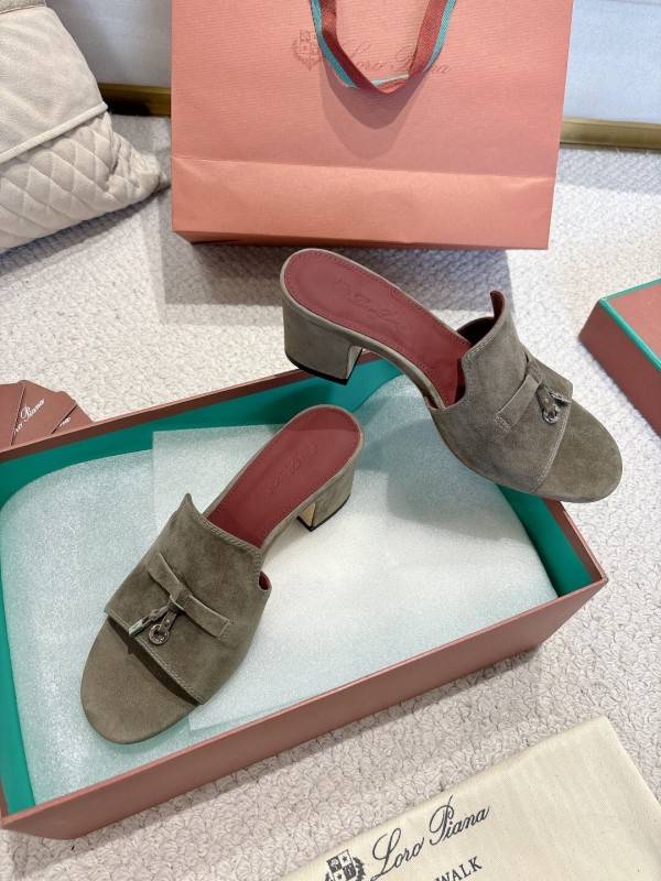 2025 Women LP Grey Suede Sandals