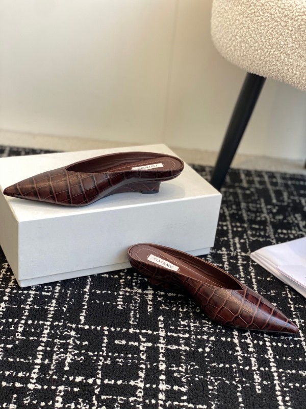 2025 Women Toteme Brown Leather Mule Shoes
