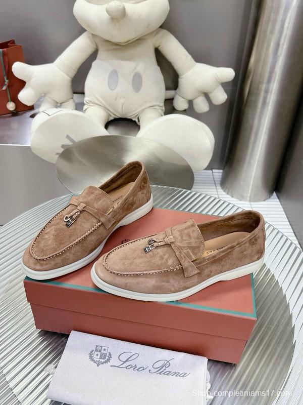 2024 Men Loro Piana Brown Suede Loafers MJ00270