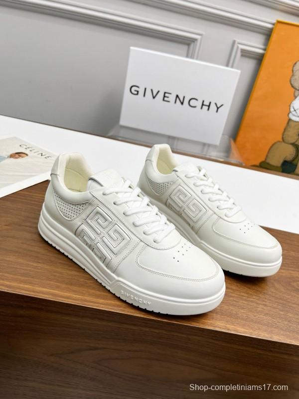 2024 Unisex Givenchy White Silk Calf Leather Patent Leather Sneakers MJ00380