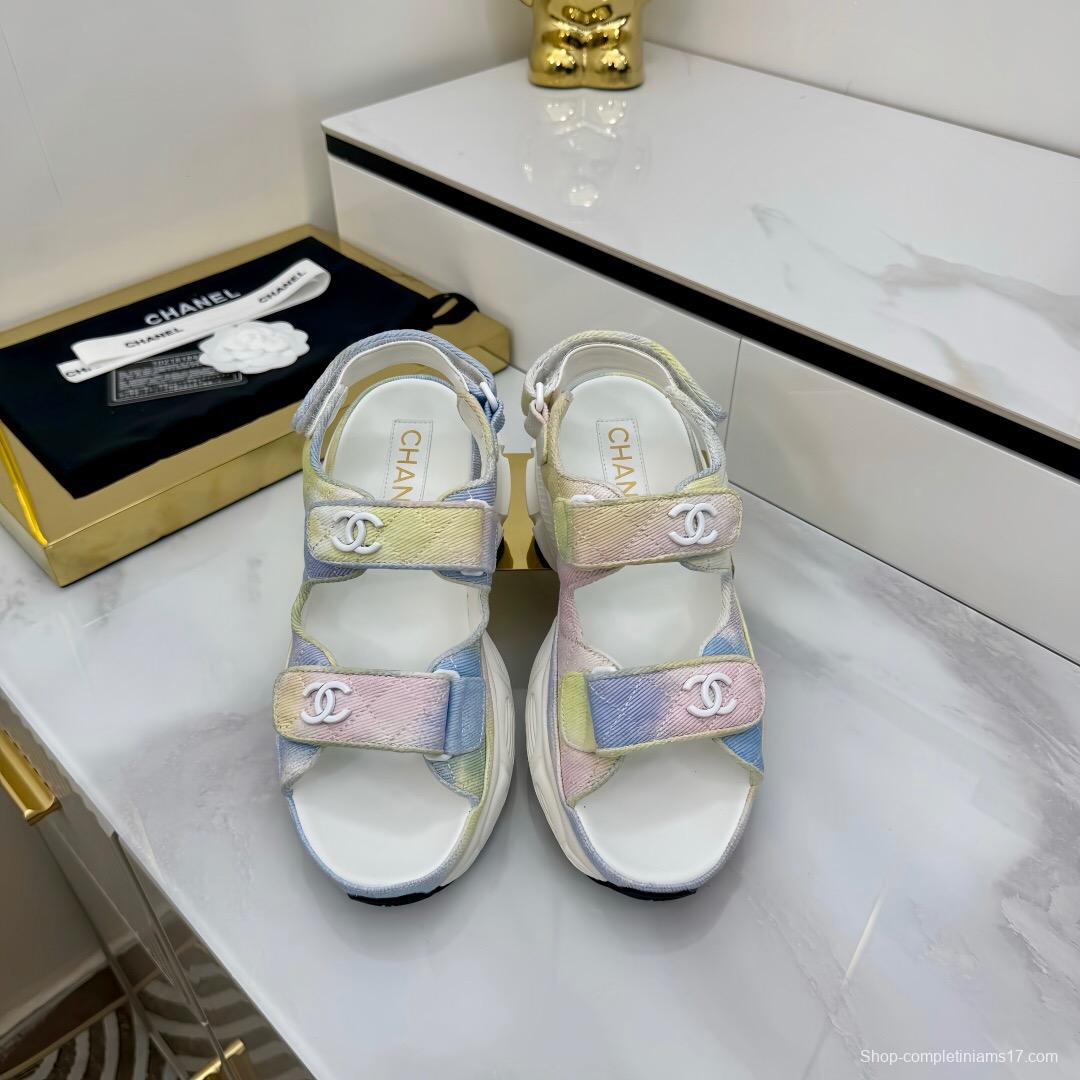 2025 Slippers Chanel Pastel Yellow Blue Pink Textile Slippers