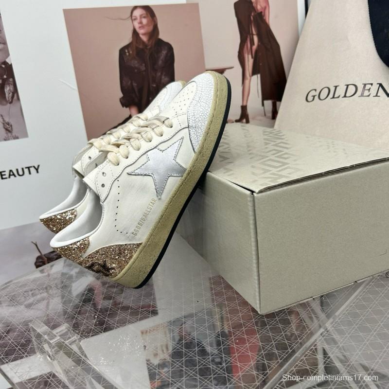 2024 Unisex GGDB White Silver Glitter Leather Sneakers MJ00260