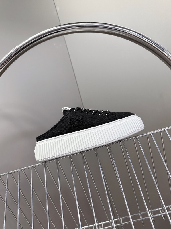 2025 Women Miu Miu Black Canvas Sneakers LY