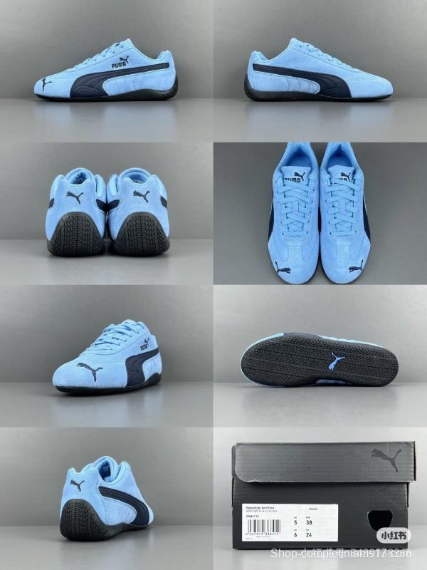 2025 Women Puma Light Blue Black Suede Casual Sneakers KFY00260