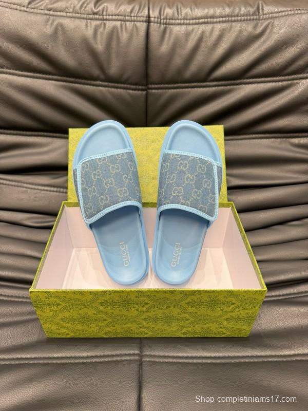 2024 Gucci blue fabric slippers MJ00200