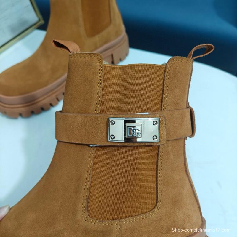 2024 Women Dolce & Gabbana Brown Suede Boots