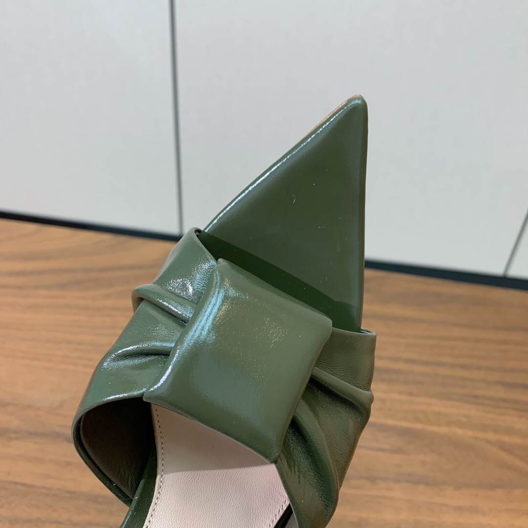 2025 Women Gianvito Rossi Green Leather High Heel Mules