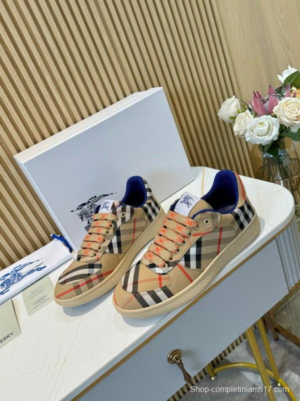 2024 Unisex Burberry Beige Black Red Cotton TPU Sneakers MJ00320