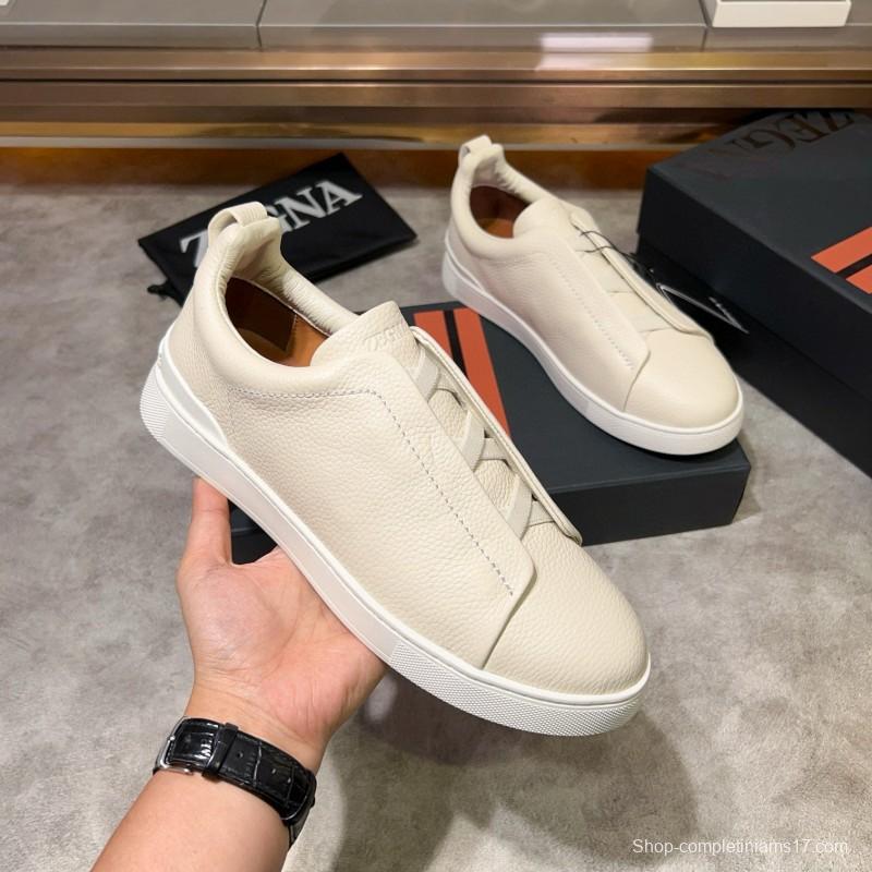 2024 Men ZEGNA White Leather Sneakers MJ00280