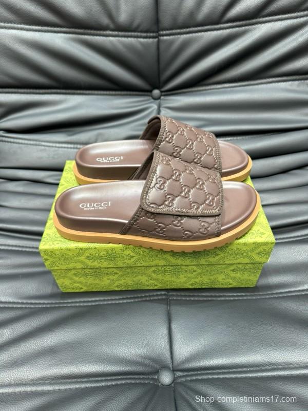 2024 Slippers Gucci Brown Leather Slippers MJ00200