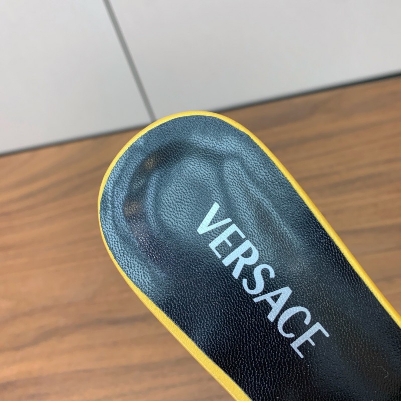 2025 Women VERSACE Yellow Leather Slippers