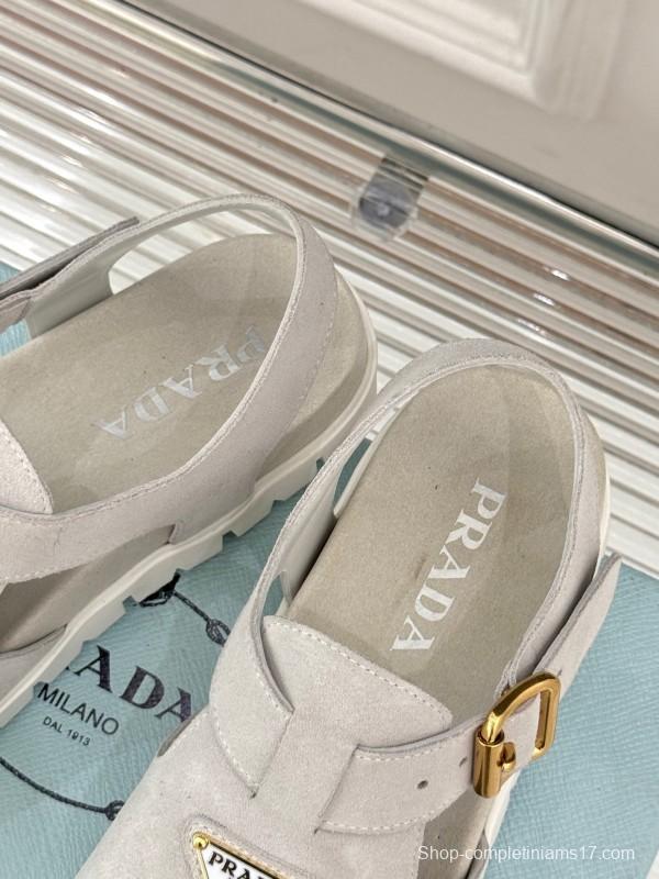 2025 Women Prada Grey Suede Casual Shoes