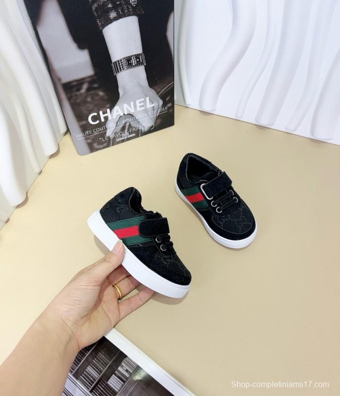 2024 Kids Gucci Brown Green Canvas Sneakers