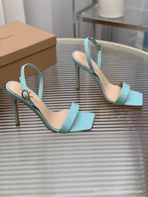 2025 Women Gianvito Rossi Light Blue Patent Leather High Heel Sandals