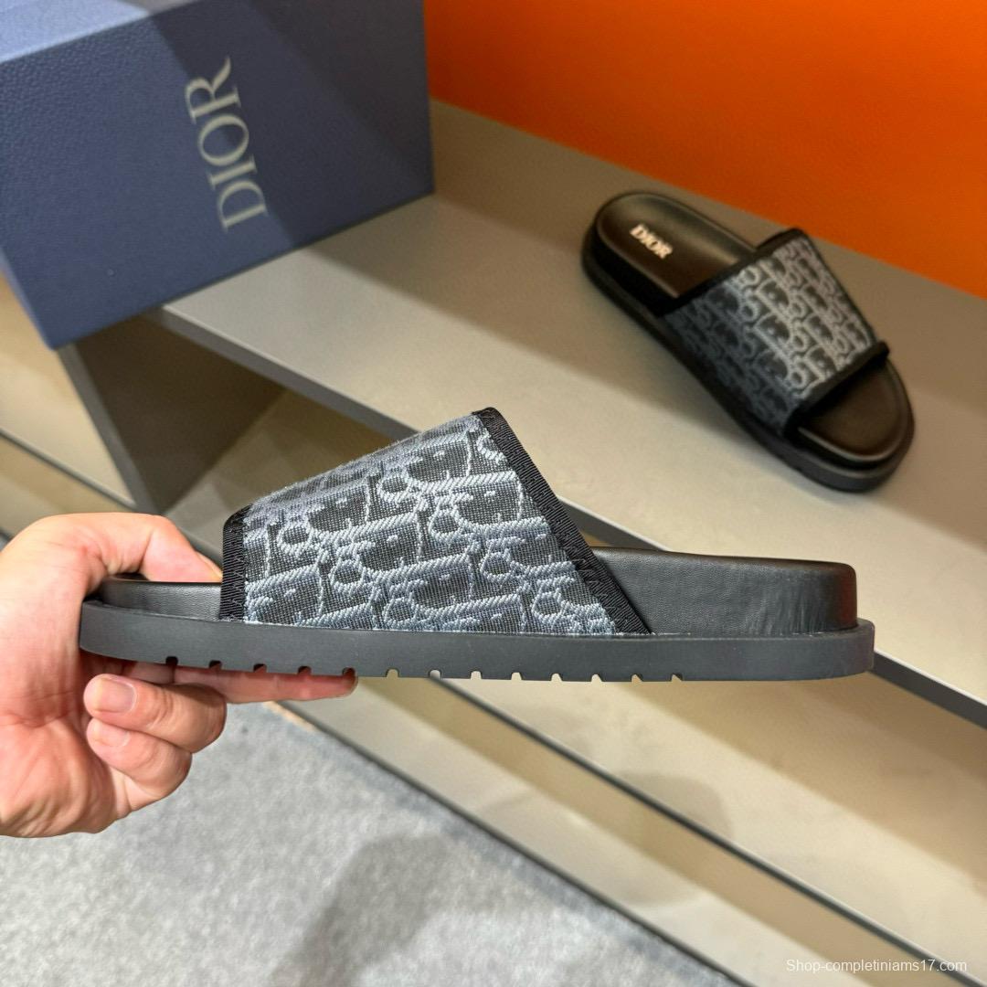 2024 Slippers Dior Black Fabric Slippers MJ00180