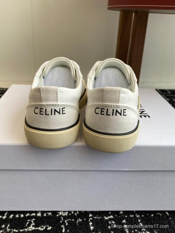 2025 Women Celine White Canvas Sneakers KFY00285