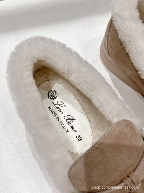 2024 Women LP beige suede shearling loafers MJ00300