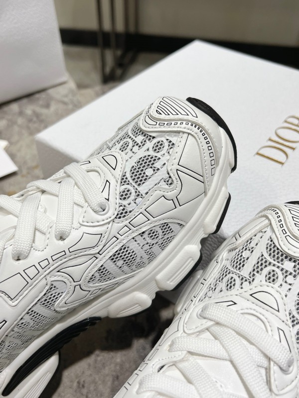 2025 Women Dior White Black Mesh Leather Sneakers