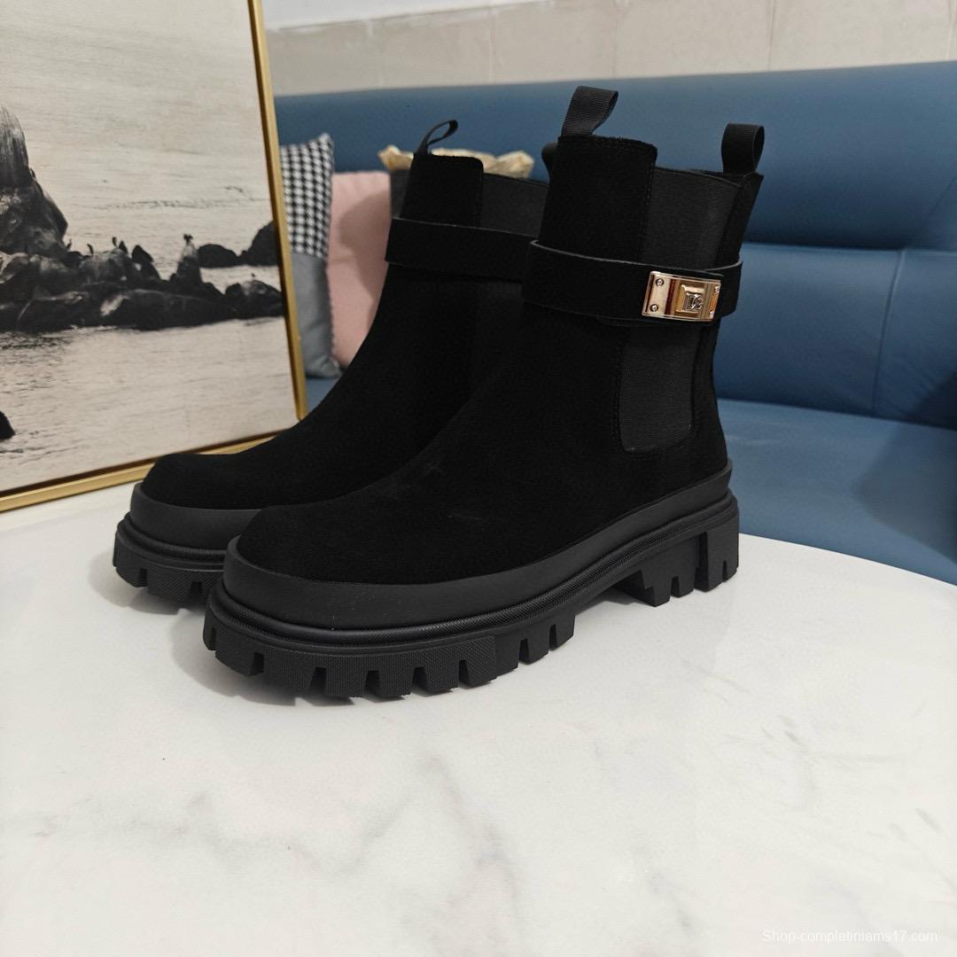2024 Women Dolce & Gabbana Black Suede Boots MJ00390
