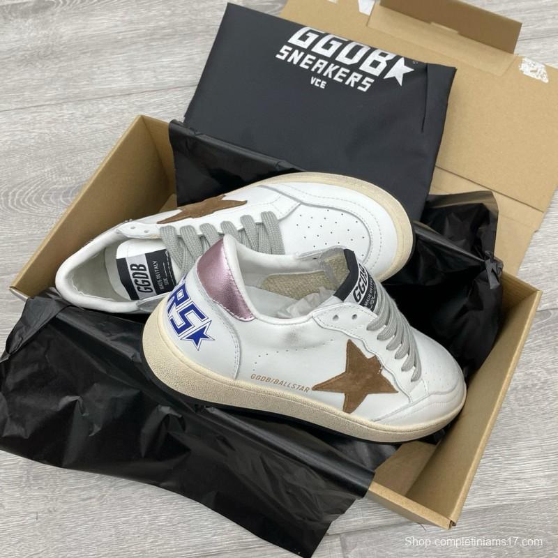 2024 Unisex GGDB White Brown Suede Leather Low Top Sneakers MJ00260