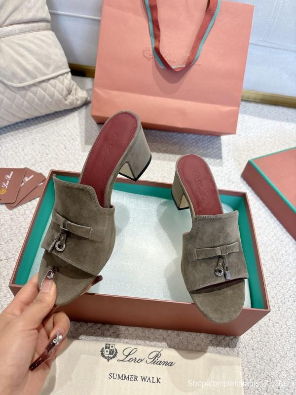 2025 Women LP Grey Suede Sandals