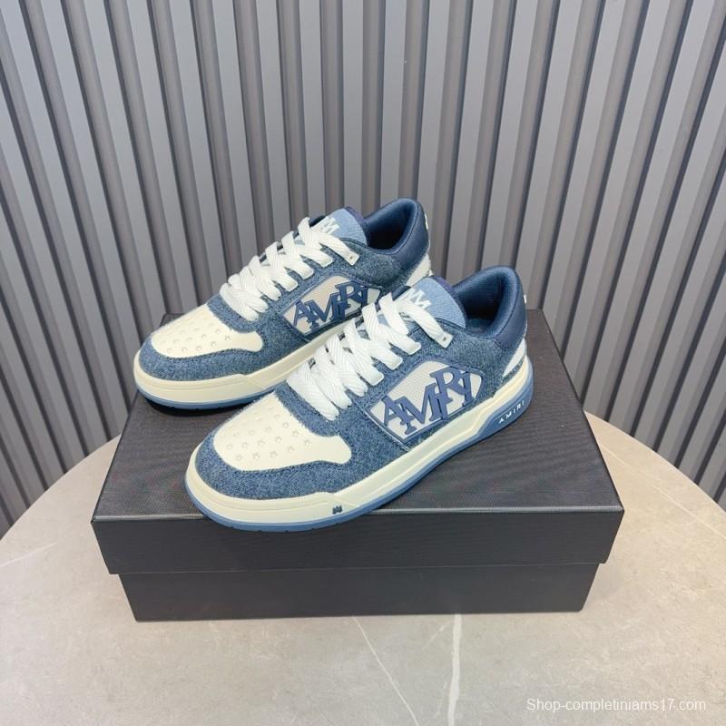 2025 Unisex Amiri Blue White Leather Sneakers MJ00360