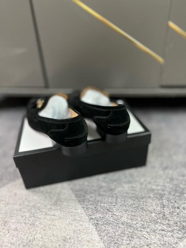 2024 Men Gucci Black Suede Leather Loafers MJ00280