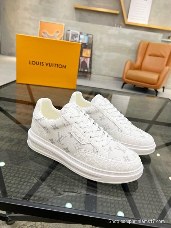 2024 Men Louis Vuitton White Leather Mesh Sneakers MJ00400