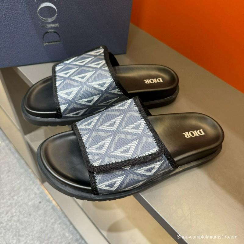 2024 Dior Black Gray Canvas Slippers MJ00180