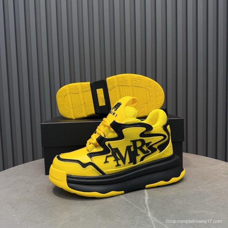 2024 Unisex Amiri Yellow Black Leather Sneakers MJ00410