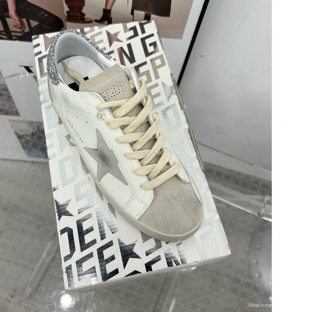 2024 Women GGDB White Grey Leather Suede Sneakers