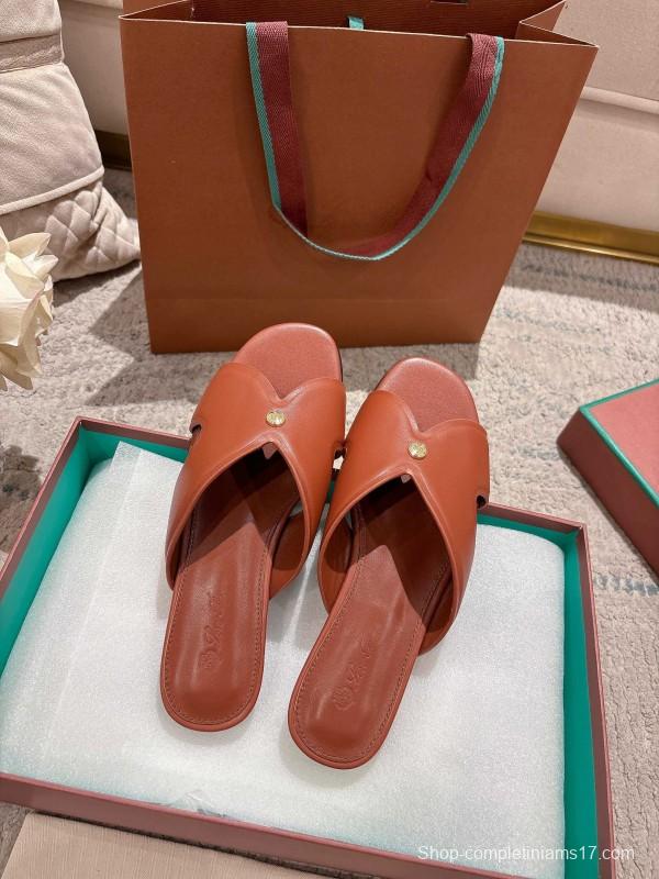 2025 Slippers LP Brown Leather Slippers LY00270