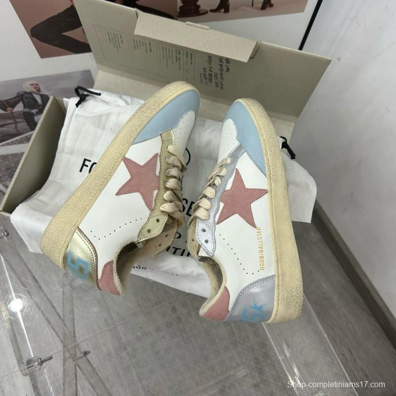 2024 Unisex GGDB White Light Blue Pink Leather Low Top Sneakers MJ00260