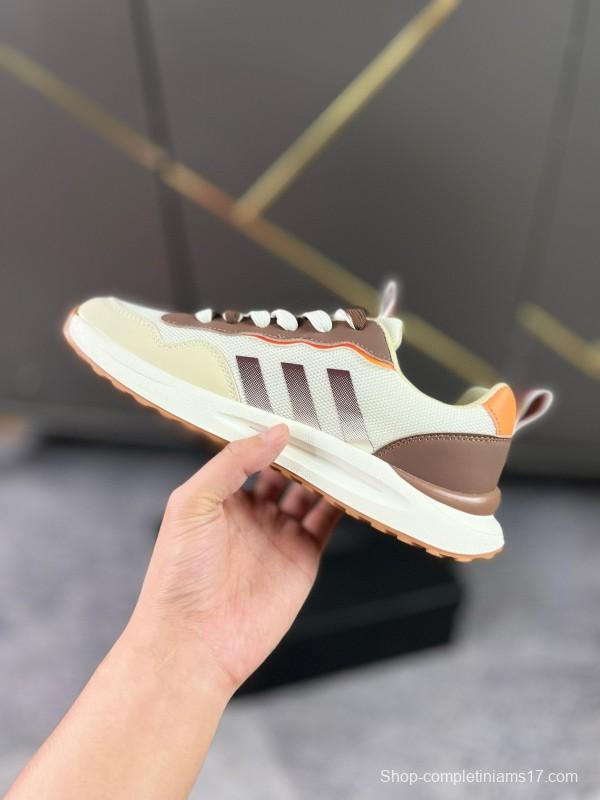 2024 Unisex Armani Beige Brown Pink Leather Mesh Casual Shoes MJ00230