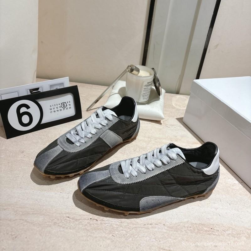 2025 Unisex Maison Margiela Black Grey Nylon Suede Sneakers Distressed LY00360
