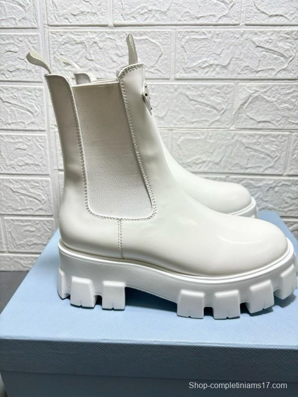 2024 Women Prada White Leather Boots MJ00380