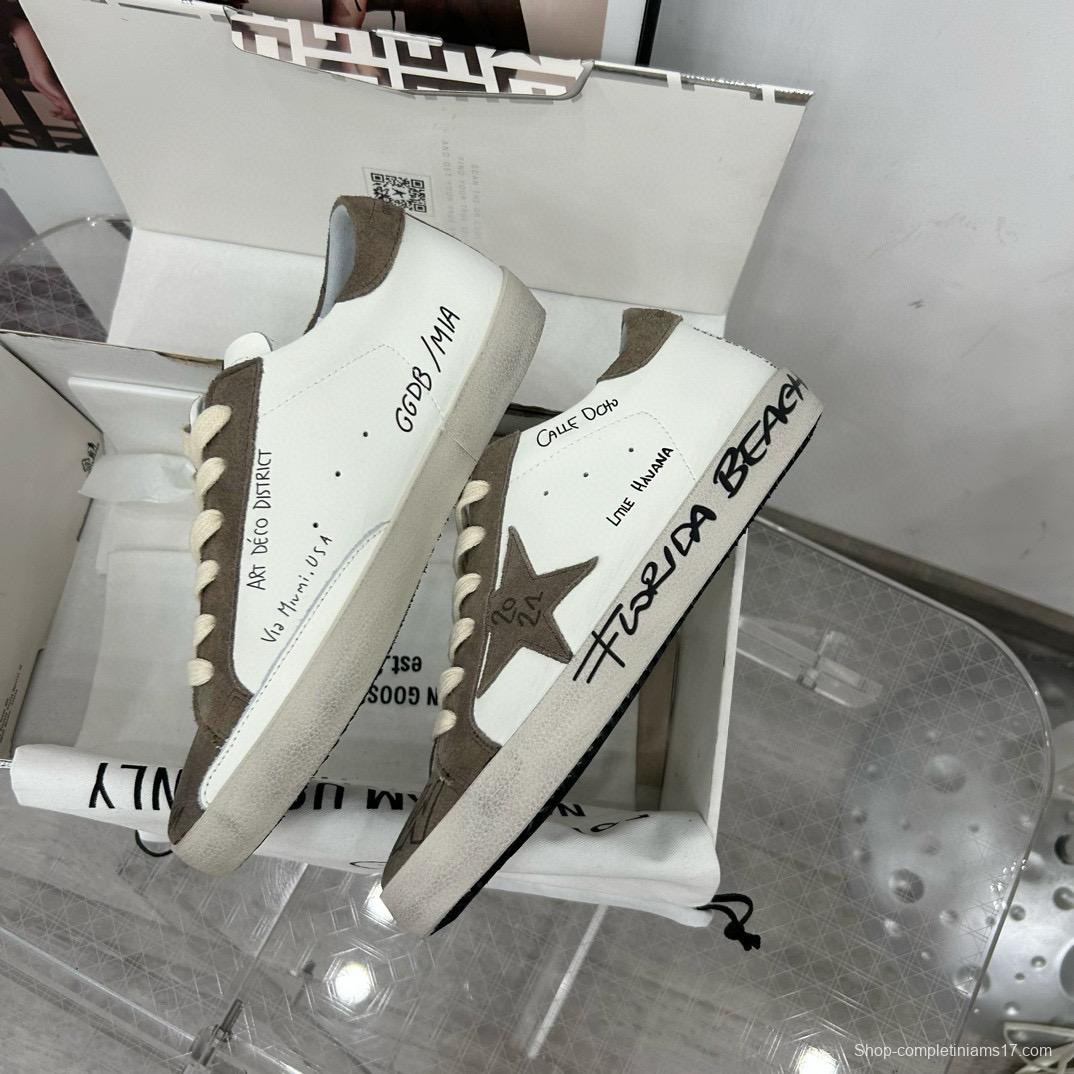 2024 Women GGDB White Grey Suede Leather Sneakers