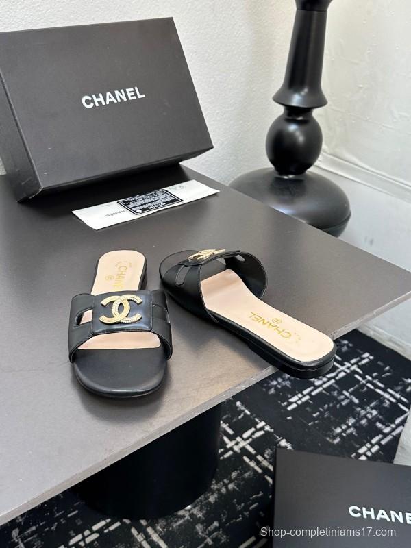 2025 Slippers Chanel Black Lambskin Slippers
