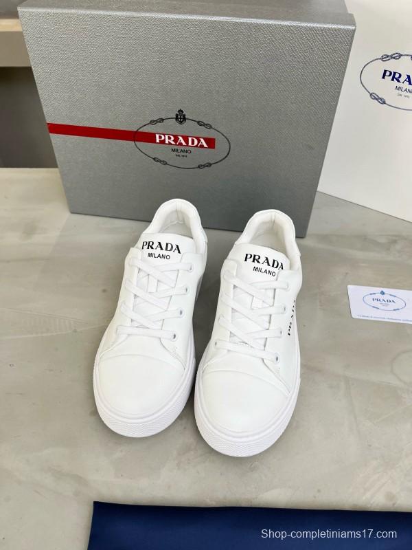 2024 Unisex Prada White Calfskin Leather Sneakers MJ00310