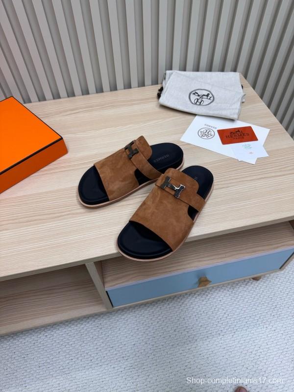 2025 Slippers Hermès Brown Suede Slippers