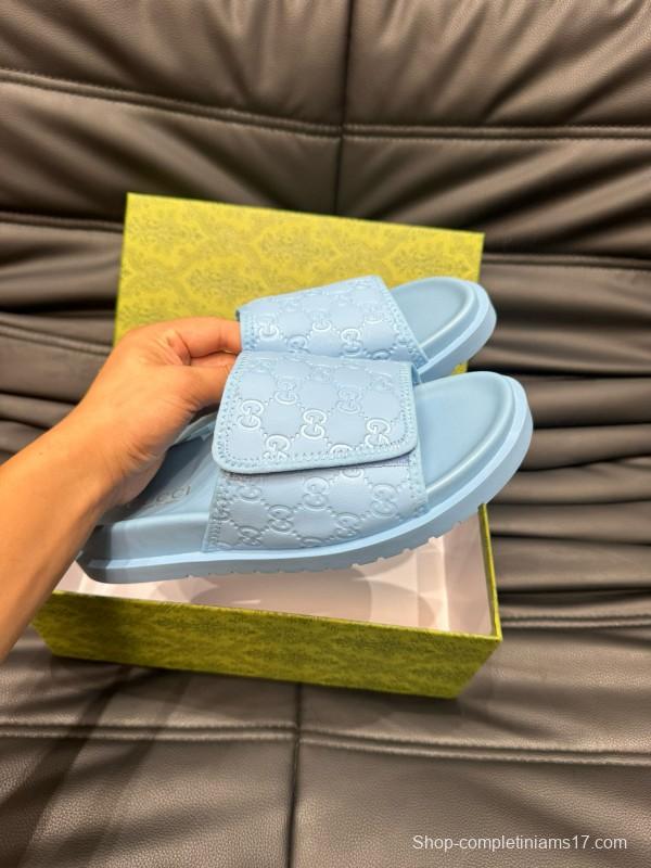 2024 Slippers Gucci Light Blue Synthetic Leather Slippers MJ00200