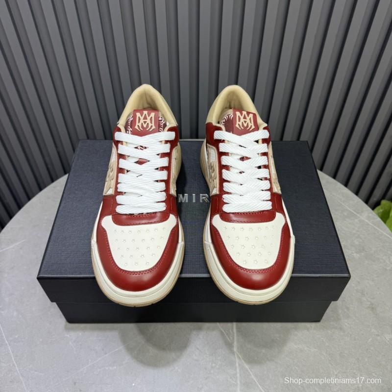 2025 Unisex Amiri Red White Beige Leather Sneakers MJ00360