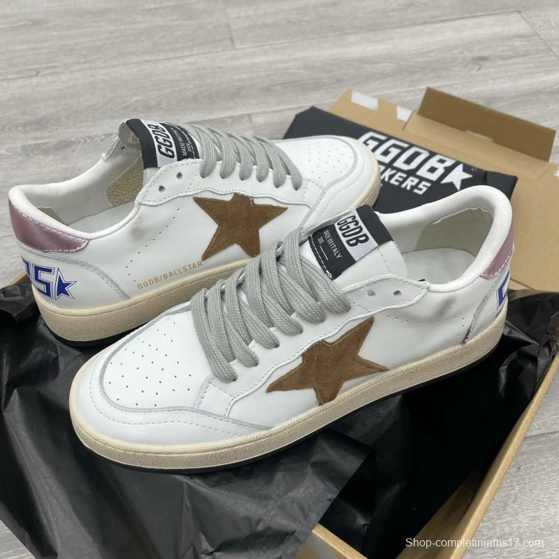2024 Unisex GGDB White Brown Suede Leather Low Top Sneakers MJ00260