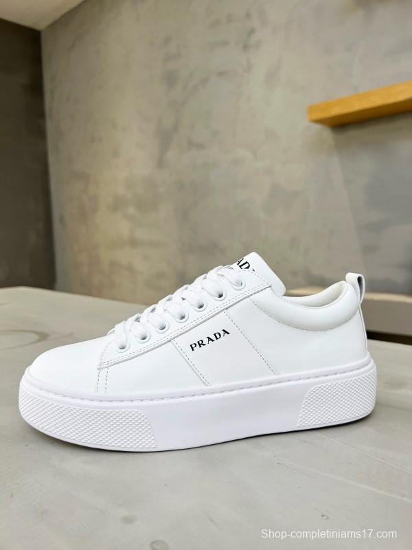 2024 Unisex Prada White Leather Sneakers MJ00310