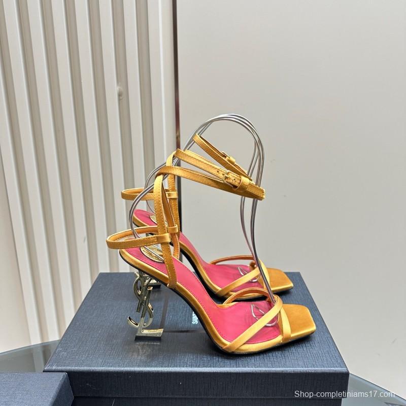 2025 Women Yves Saint Laurent Yellow Leather Sandals